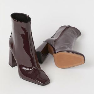 Patent Leather boots in Maroon